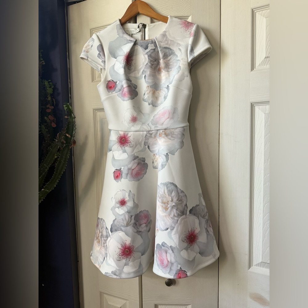 Ted Baker Dress with White and Pink Floral Design